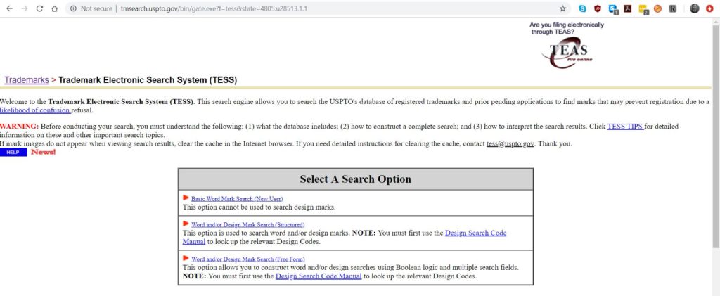 trademark electronic search system